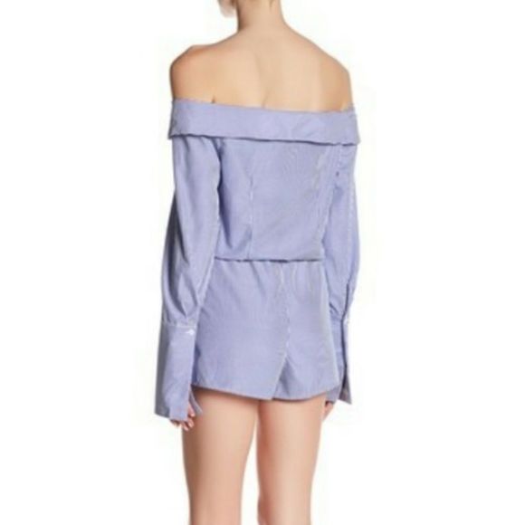Romeo and Juliet Off Shoulder Stripe Romper Medium - Picture 2 of 6
